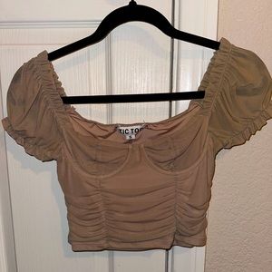 Tic toc brown ruched crop top corset